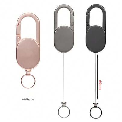 Outdoor Full Metal Easy Pull Retractable Carabiner Keychain, Anti-Lost Metal Easy Pull Hook