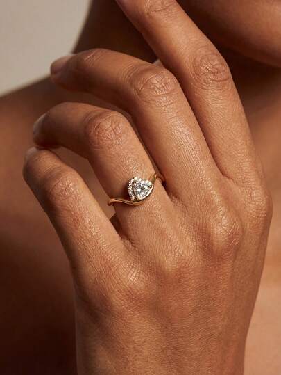 1pc 925 Sterling Silver Classic Teardrop Shaped Ring, Couple Gift For Valentine's Day, Christmas, Birthday, Elegant Pendant Ring, Gift For Women