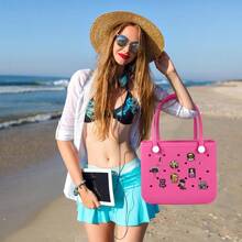 9 Piece Pink And Black Charms For Bogg Bags Clips Insert Accessories Women Totes  Rubber Tote Bag Small - 1 - Xem 2