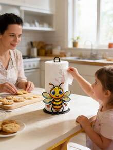 可爱蜜蜂造型纸巾盒架 | 铁艺设计，带防滑底座，适用于厨房台面、客厅、餐桌、卧室、浴室及各种装饰场景 - 彩色 - 查看 7