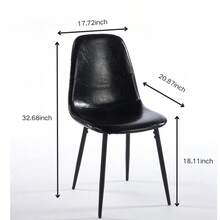 Modern Minimalist Brown Faux Leather Dining Chair (Set Of 4) - Sturdy Metal Legs, Ergonomic Armless Design For Kitchen & Living Room - màu đen - Xem 10