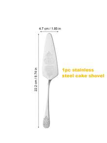 2pcs Stainless Steel Patterned Cake Spatula Set, Suitable For Wedding, Birthday Cake, Bread Knife, Pizza Shovel - Silver - View 6