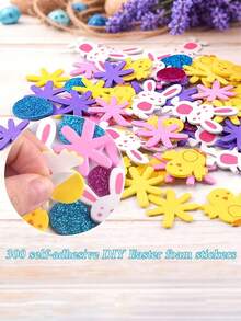 一套复活节趣味DIY手工套装 - 自粘兔子蛋泡沫贴纸；复活节彩蛋寻宝奖品套装、复活节派对DIY用品、复活节贺卡装饰贴纸、复活节礼盒装饰、复活节派对游戏、节日氛围装饰、复活节饰品及悬挂装饰；适用于复活节派对、趣味DIY活动、家居装饰、节日创意礼物 - 彩色 - 查看 3