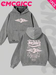 EMCGICC Manfinity Y2k Men Washed Hoodie,Street Outdoor Life Hip-Hop Style Christmas Thanksgiving Gifts Men's Sweatshirt Washed Hoodie - Retro Distressed Washing Process Long Sleeves Regular Fit Street Style Digital Printing Casual Pullover With Kangaroo Pocket Ideal Gift - Xám - Xem 1