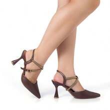 Women's Scarpin Stessy Shoes Social Strap Rhinestone Shine High Heel Luxury Comfort 2 Shape Parties Weddings - 鏽棕色 - 查看 4