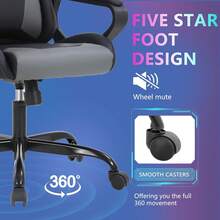 PayLessHere Ergonomic Racing Desk Chair Gaming Chair Computer Chair With Armrests 360° Swivel & Caster Pu Desk Task Chair Executive Headrest Lumbar Support For Back Pain Women Men And Adults (Grey) - 灰色 - 查看 5