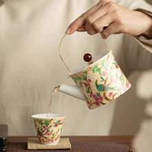 Enamel Palace Style Uplifting Teapot Set, Ceramic Chinese Kung Fu Tea Set With Teapot, Tea Cups, Water Pot For Home Use - Multicolor - View 1