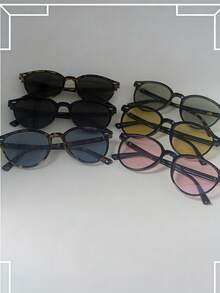 男士小圆锥形多色箔面休闲时尚眼镜，日常佩戴的时尚眼镜 - 彩色 - 查看 6