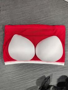 Casual Sports Women's Sleeveless Tank Top, Elastic Knit Camisole With Chest Pads, Ruffle Hem Sexy Cropped Vest, Minimalist Sexy Design Crop Top - Red - View 9