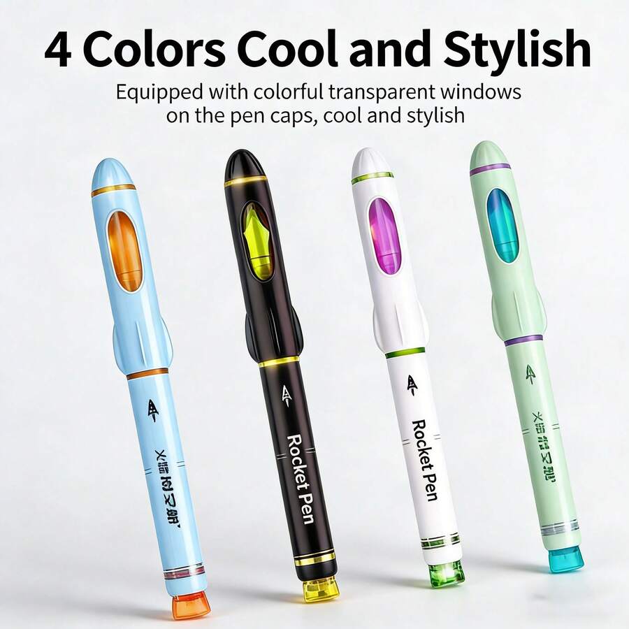 火箭太空舱钢笔，细尖可擦笔，适合3-9年级学生，可填充墨水笔芯，学校书写用品 - 火箭時空艙細尖鋼筆 - 查看 1