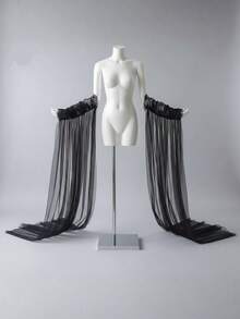 Accessoire de tulle de mariée rouge, châle éthéré fait main, convient pour hôtesse, dîner de gala, robe de soirée, cache-manches traînants, châle traînant - Rouge - Voir 10