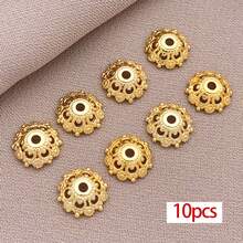 10pcs 18K Gold Plated Flower Bead Caps Hollow Spacer Beads Stoppers For Jewelry Making Necklaces Bracelets Earrings Supplies DIY Crafts - Multicolor - View 15