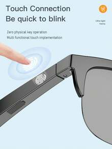 Wireless Smart Sound Multi-Function Bluetooth Glasses, With Wireless Calling, Music Playback, HIFI Sound Quality, High-Definition Lenses, Touch Control, Long Battery Life, Unisex Design And Rechargeable Technology Wireless Smart Glasses Headphones - Black - View 8