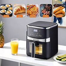 HanTai Air Fryer – 5.28QT Airfryer For Quick & Easy Meals In Minutes, Features Hi-Fry Technology For Extra Crisp, Touchscreen Controls With 8 Presets, Nonstick & Dishwasher Basket - US B Type Plug(110-127V) - View 3