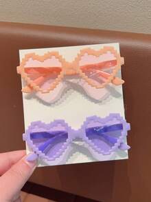 2/4Pcs 2026 Newest Girls Cute Beautiful Flower Mosaic Heart Kids Children Fashion Glasses Eyewear,Card Only Show,Don't Shipping - Multicolor - View 9