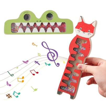 لعبة صوت المطر المهدئة والمخففة للإجهاد للأطفال الرضع والصغار للاستخدام الداخلي والخارجي، لعبة صوت مشكلة على شكل تمساح وثعلب خشبية كرتونية مثيرة للاهتمام، تحفيز الحسي السمعي وتدريب الانتباه، التعرف على الحيوانات، هدية عيد الميلاد وعيد الهالوين والميلاد