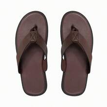Men's Casual Slides, Lightweight & Durable Thong Sandals For Beach, Summer - Brown - View 7