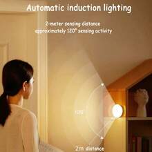 2pcs/1pc Motion Sensor Night Light, Rechargeable Sensor Lamp With Warm White And Cool White Light Options, Suitable For Living Room, Study, Bedroom And Home Decor - Human Body Sensor Night Light - View 6