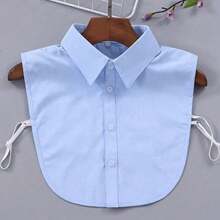 1pcs Ladies Removable Striped Shirt Collar, Pointed Fake Collar With Modest Decoration, Casual Polyester Knitted Accessories, Suitable For Spring, Autumn And Winter - White - View 6