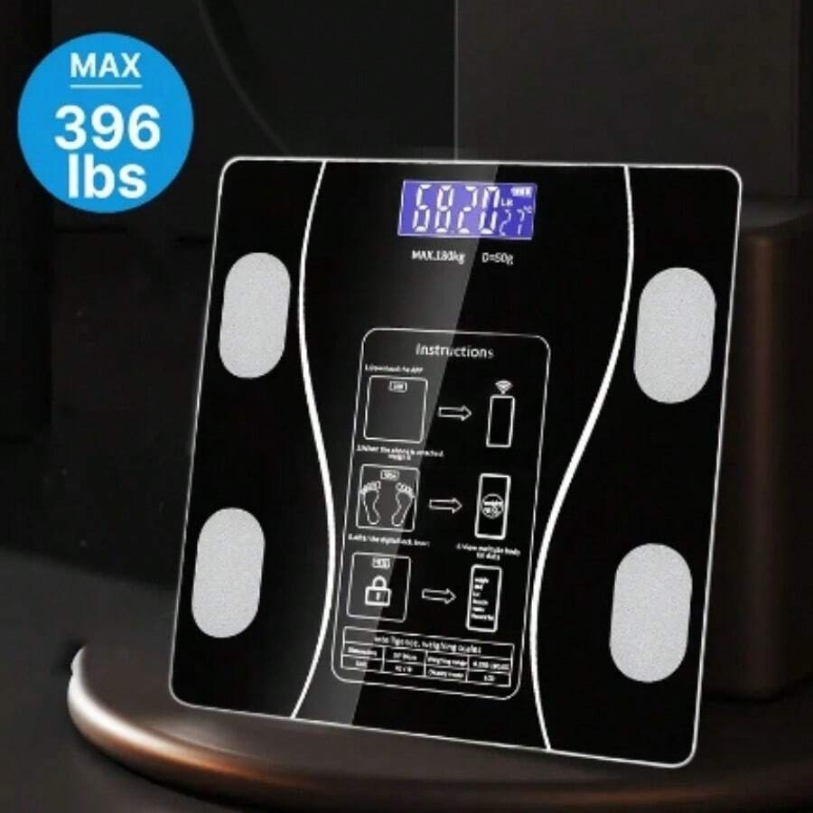 Smart Bathroom Scale, Digital Weight Scale With Backlit LED Display And Sturdy Tempered Glass, Compact Size, Max Weight Capacity 400 Lbs / 180kg - Màu đen quý phái - Xem 1