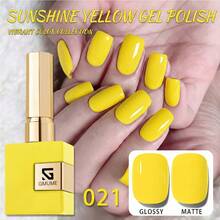 GMUME 16ml Bright Sunshine Yellow Gel Nail Polish No.021 Lively Lemon Citrus Color, Suitable For Summer Beach Vacation, Easter Holiday Manicure Art, Removable UV LED Gel Lacquer 3-Step System, High Gloss Nails - Màu vàng - Xem 11