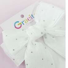 Organza Ribbon With Glitter Tips - White - View 2