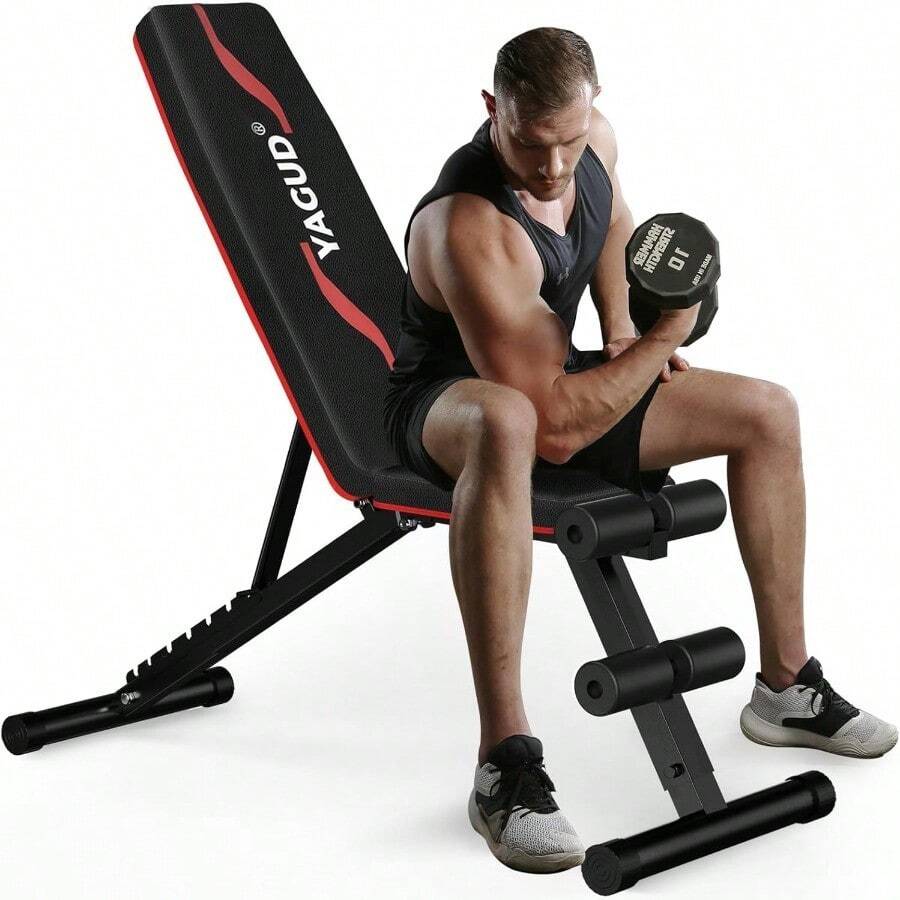 Máquina de press de bancaYagud Banco de pesas ajustable para entrenamiento en casa con mancuernas de inclinación estable de 362 kg para entrenamiento de cuerpo completo plegable rápido en 2 segundos - negro clásico - Ver 1