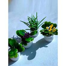 1 Random Artificial Mini Potted Plant Statue, Mini Potted Plant Bonsai, Mini Garden Outdoor Decoration With Fake Flower Pots To Simulate Plants Valentine's Day, Valentine's Day Wedding, Birthday(Random Style) - 綠色 - 查看 6