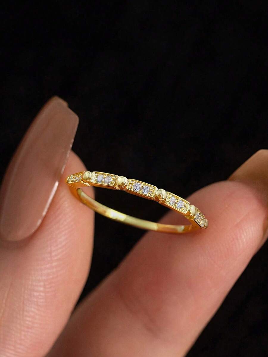 1pc S925 Sterling Silver Engagement/Wedding Ring With Sparkling Diamond Inlay, Romantic & Elegant, Women's Bridal Jewelry Gift - Ring - View 1