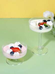 6 piezas Vasos desechables transparentes con rayas para cócteles, vino, champán, helado, mousse, pudín y postres - transparente - Ver 3