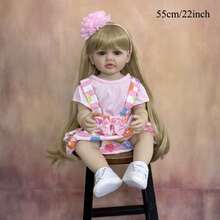 55cm 22inch Reborn Baby Full Body Soft Vinyl Newborn Bebe Girl With Blonde Long Hair Princess Toddler Toy Lovely Christmas Gift - Vinyl Body Doll - View 2