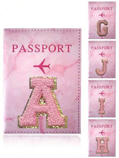 Cartera de pasaporte para mujeres y hombres, RFID, estilo vintage, de negocios, portátil, multifuncional, para tarjetas de identificación y bancarias, de cuero PU, funda para pasaporte, accesorios de viaje, funda minimalista premium con letra inicial para chicas, estudiantes y unisex, accesorios de viaje, bolsa para pasaporte