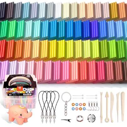 Kit de Arcilla Secado Al Aire, Arcilla Polimérica con 48 Colores, Arcilla para Modelar para Niños y Artistas, Incluye Herramientas de Escultura y Accesorios,40859157