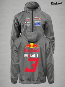 F1 Windbreaker New Number Verstappen #3 Red Bull 2026 Lightweight Fabric Fit - Fated Racing Collection - 鉛灰色 - 查看 3