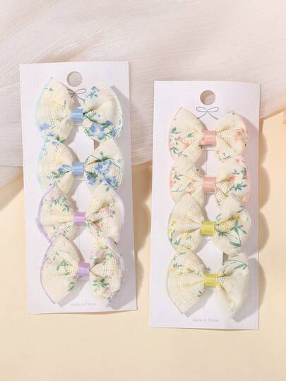 Printed Fabric Bow Hair Clips Set, Colorblock Dopamine Color Hair Clips, Versatile Hair Accessories For All Seasons