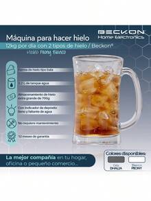 Máquina para hacer hielos Premium *2 Tamaños* Canasta Extra Grande producción *12kg* por día hielo de 2 tamaños tipo bala con canasta y pala (Gris DHALIA) - Blanco PEONÍA - Ver 3