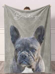 Customized Pet Photo Blanket, Personalized Dog Portrait Blanket, Pet Memorial Gift, Cat Photo Blanket ,Household Essentials, Birthday Gift - Multicolor - View 1