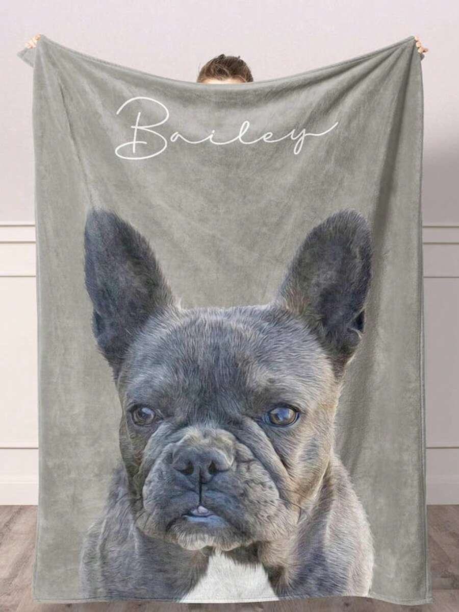 Customized Pet Photo Blanket, Personalized Dog Portrait Blanket, Pet Memorial Gift, Cat Photo Blanket ,Household Essentials, Birthday Gift - Multicolor - View 1