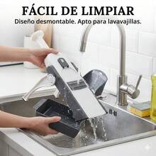 Rebanadora Mandolina, Cortador de Verduras con Bandeja de Recolección, Gadget de Cocina Fácil de Usar - Gris - Ver 2