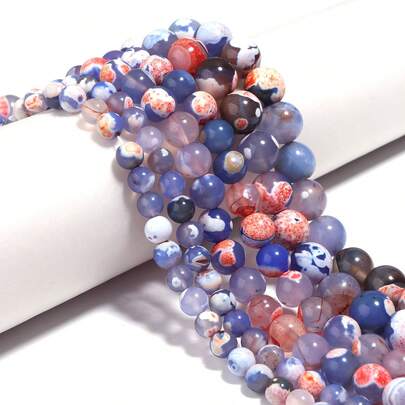1strand 6/8/10mm Natural Stone Blue Fire Agate Healing Stone Round Loose Spacer Beads For Jewelry Making Energy Stone Beads For DIY Bracelets Necklace