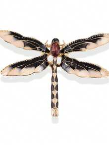 1pc Handmade Crystal Rhinestone Alloy Enamel Drip Oil Dragonfly Insect Brooch - Brooch - View 6