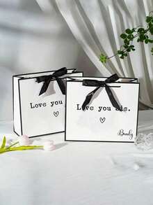 1pc Customized Personalized Birthday Party Gift Bag,"Love You Sis" Design,Elegant Foldable Tote With Clip Handle,Premium Sisters Gift Bag - Lightweight Foldable Tote With Ribbon,Custom Wedding Gift Bag, Custom Name Bridesmaid Gift Box, Bridal Party, Custom Birthday Gift Bag, Wedding Gift Bag, Bridesmaid Gift Bag, Engagement Gift Bag, Party Gift Bag, Ribbon Tie Gift Bag, Graduation Gift Bag. - Multicolor - View 5