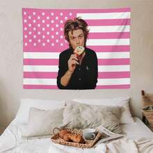 Pink American Steve Harrington Flag - Joe Keery Tapestry – Stranger Wall Ths Art – Aesthetic Bedroom Dorm Decor – Gift For Movie Fans - 彩色 - 查看 8