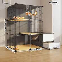 All-In-One Cat Cage, Indoor Small Apartment Cat Villa, Cat House, Cat Nest, Cat Litter Box, Space-Saving - Multicolor - View 12