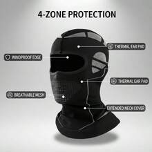 冬季防风保暖拉法帽滑雪面罩，全新男女通用设计，高弹透气面罩，四季皆宜，一体式内衬面罩设计，防风保暖，适用于摩托车骑行、户外运动、寒冷天气骑行、滑雪、登山等活动，是圣诞节、生日、冬季的理想礼物。 - 彩色 - 查看 4