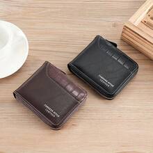 Patchwork Leather Design, Showcasing Fashionable Aesthetics. The Short, Horizontal Design Is Compact And Portable, With Durable Collagen-Bound Edges, Making It A Perfect Gift For Your Boyfriend, Dad, Or Father's Day Present. - Coffee Brown - View 5
