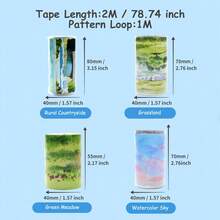 2m/Roll Grassland Transparent PET Tape Sky Masking Tape 3D Crystal Ink Decorative Stickers For Diary Scrapbooking Journal Stationery 100cm Loop - PET Tape - View 2