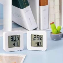 1/2pcs Mini Digital Thermometer Hygrometer, High Precision Indoor Room Temperature Humidity Meter, Wall-Mounted Fridge Thermometer, Home Essentials - White - View 12