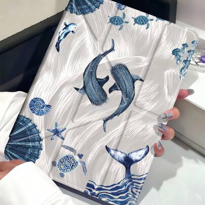 适用于 11 英寸 Air M3 2025/M2 2024、Air 第五代 2022、(A16) 11 英寸第十一代 2025、Galaxy Tab、Kindle Paperwhite 第十二代 2024 平板电脑的保护套，采用海龟和贝壳图案，透明背板，时尚图案保护，支持自动休眠/唤醒功能，气囊保护，适合作为礼物和办公用品。