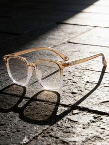 1副/2副复古方形高端轻便男士眼镜框，瘦脸无妆光学眼镜 - 無色 - 查看 8